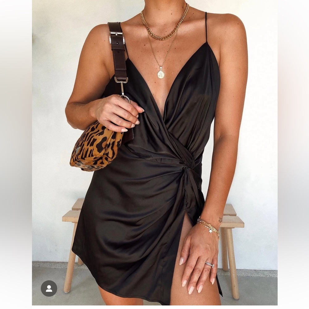 New with Tags - Starlow Black Satin Mini Dress